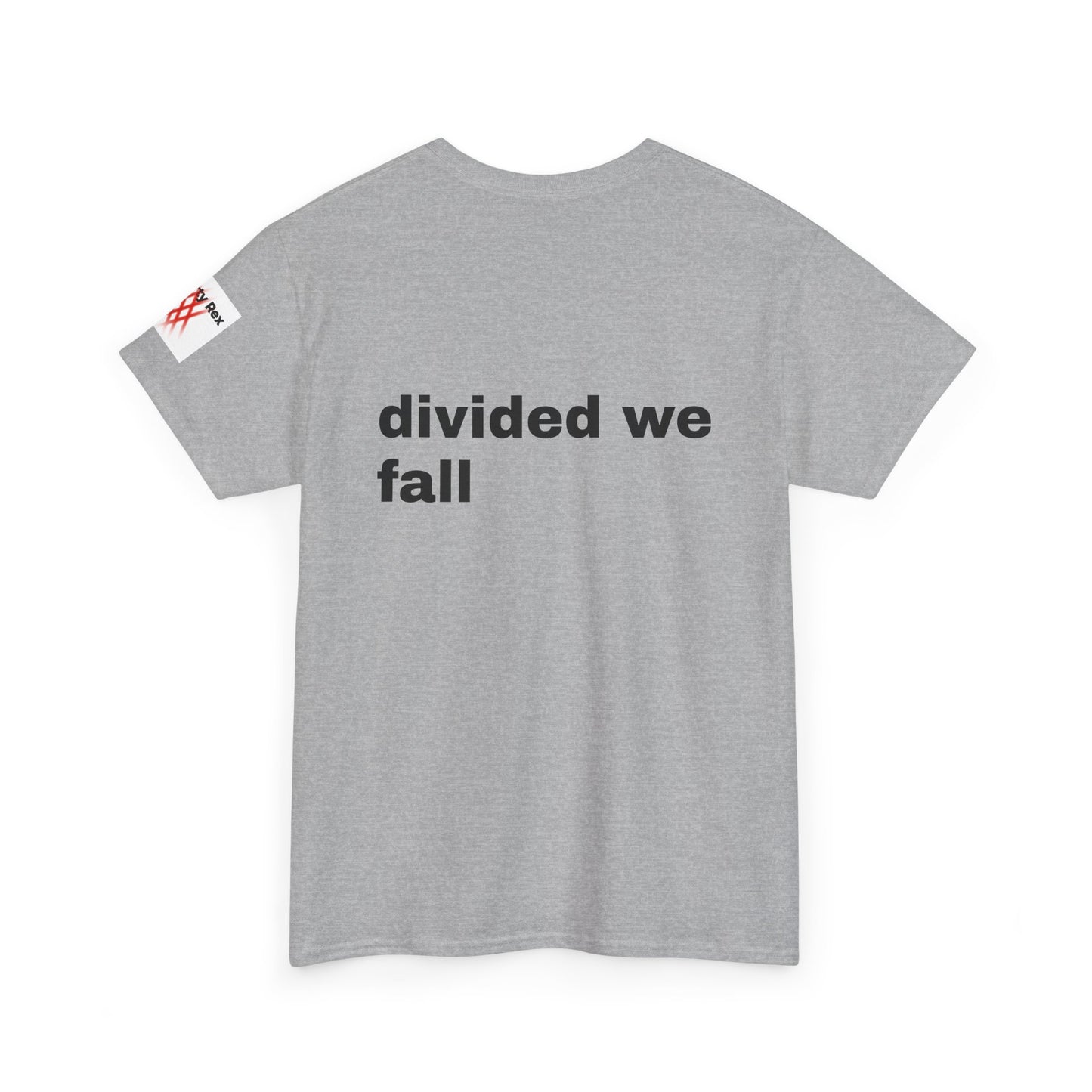 Unisex Heavy Cotton Tee - 'Divided We Fall' Graphic American Flag Tee