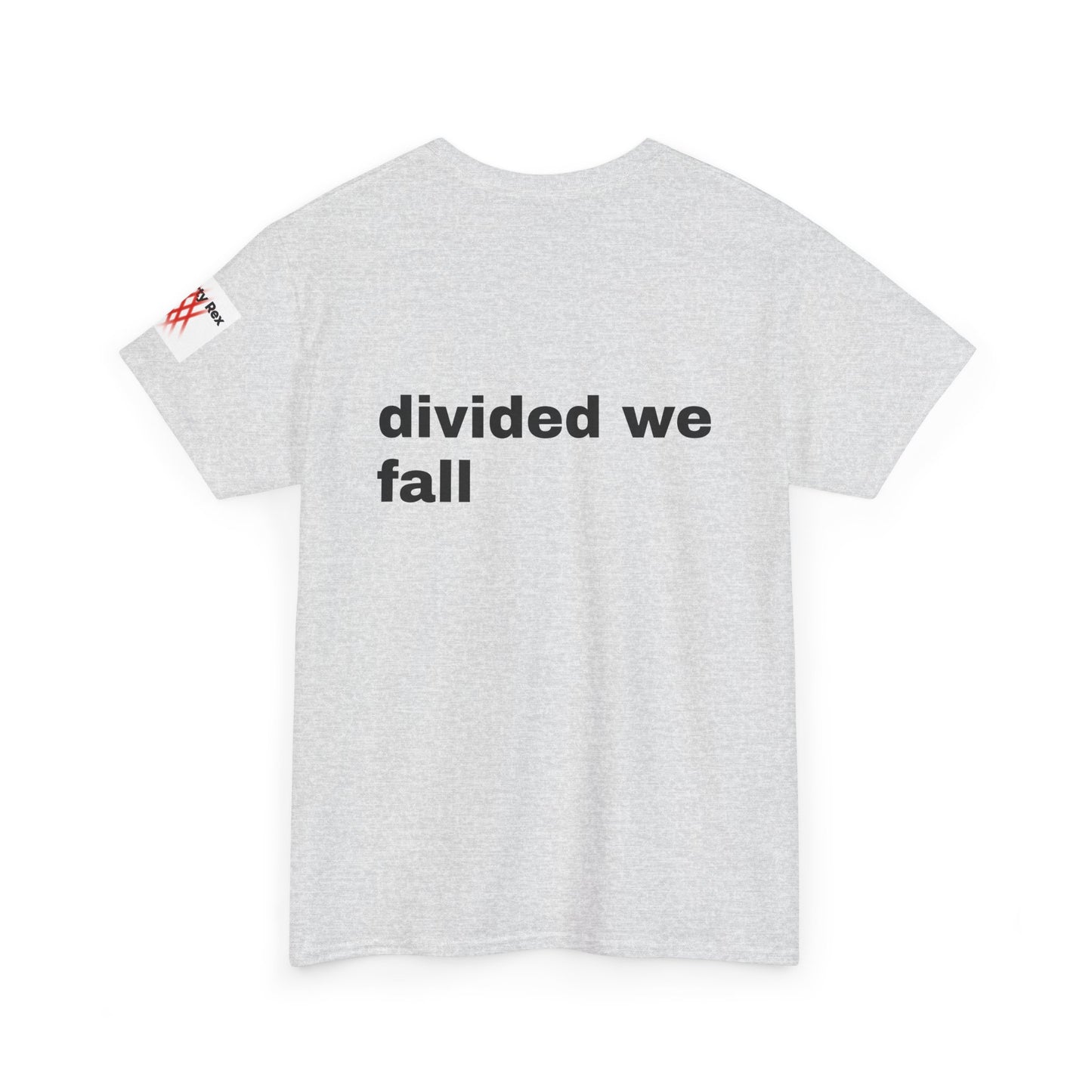 Unisex Heavy Cotton Tee - 'Divided We Fall' Graphic American Flag Tee