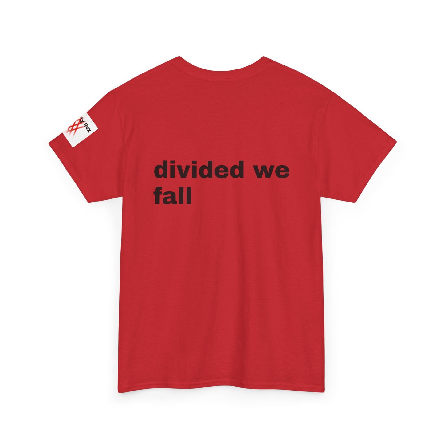 Unisex Heavy Cotton Tee - 'Divided We Fall' Graphic American Flag Tee
