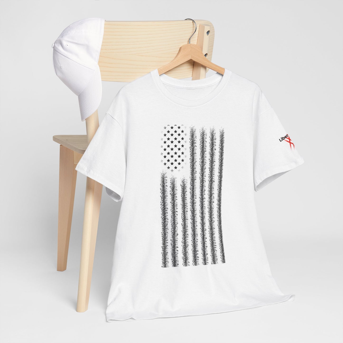Unisex Heavy Cotton Tee - 'Divided We Fall' Graphic American Flag Tee