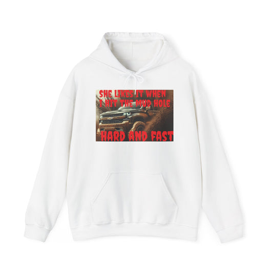 Fun Off-Road Hoodie - She Loves It When I Hit The Mud Hole, Auto Enthusiast Sweatshirt, Gift for Him, Car Lovers' Apparel, Birthday [...]