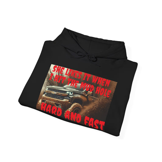 Fun Off-Road Hoodie - She Loves It When I Hit The Mud Hole, Auto Enthusiast Sweatshirt, Gift for Him, Car Lovers' Apparel, Birthday [...]